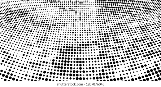 Subtle halftone vector texture overlay. Futuristic twisted grunge pattern, dot, circles. Monochrome abstract splattered background