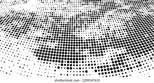 Subtle halftone vector texture overlay. Futuristic twisted grunge pattern, dot, circles. Monochrome abstract splattered background