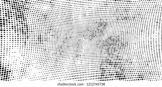 Subtle halftone vector texture overlay. Futuristic twisted grunge pattern, dot, circles. Monochrome abstract splattered background