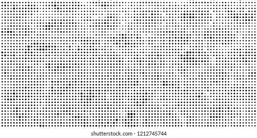 Subtle halftone vector texture overlay. Futuristic twisted grunge pattern, dot, circles. Monochrome abstract splattered background