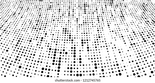 Subtle halftone vector texture overlay. Futuristic twisted grunge pattern, dot, circles. Monochrome abstract splattered background