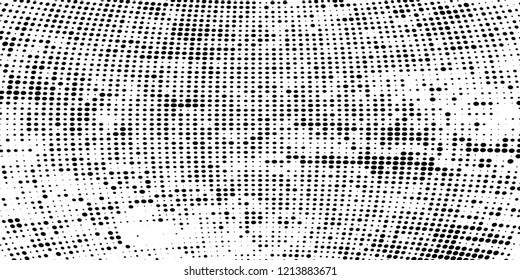 Subtle halftone vector texture overlay. Futuristic twisted grunge pattern, dot, circles. Monochrome abstract splattered background