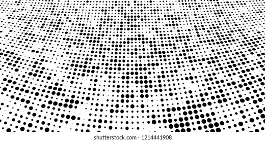 Subtle halftone vector texture overlay. Futuristic twisted grunge pattern, dot, circles. Monochrome abstract splattered background
