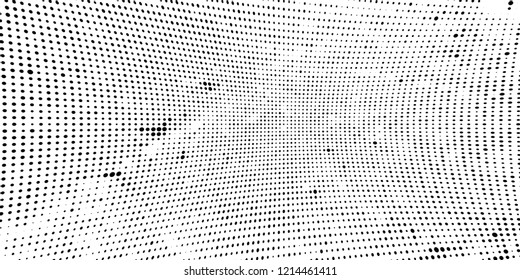 Subtle halftone vector texture overlay. Futuristic twisted grunge pattern, dot, circles. Monochrome abstract splattered background