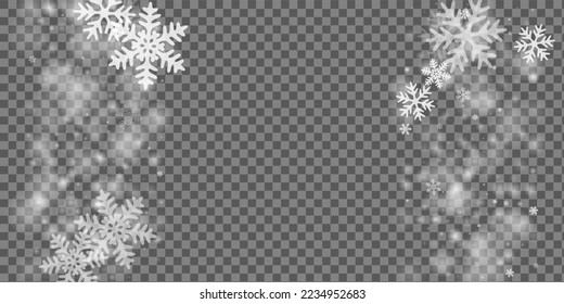 Subtle heavy snowflakes backdrop. Snowstorm speck frozen particles. Snowfall weather white transparent pattern. Vibrant snowflakes new year texture. Snow cold season scenery.