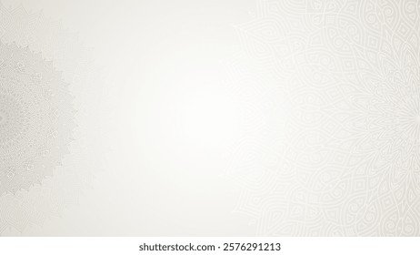 Subtle Horizontal Background Decorated With Detailed Mandala Illustration in Monochrome Accents