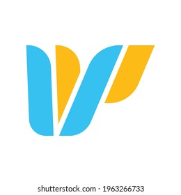 The subtle initial design of W and P that looks leaf. Ideal design for booming technology business in finance.
