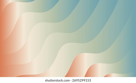 Subtle layered background featuring smooth waves blending soft coral pink beige and pale green