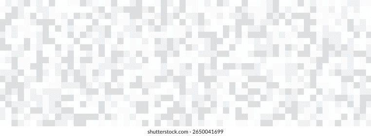 Subtle light gray pixel pattern on a white background creates a modern, textured aesthetic with square shapes in varying shades, perfect for backgrounds, digital art and minimalist designs
