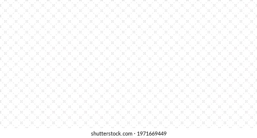 Subtle minimal floral geometric seamless pattern. Simple vector white and beige abstract background with small flowers, tiny crosses, grid, lattice. Subtle minimalist repeat texture. Luxury geo design
