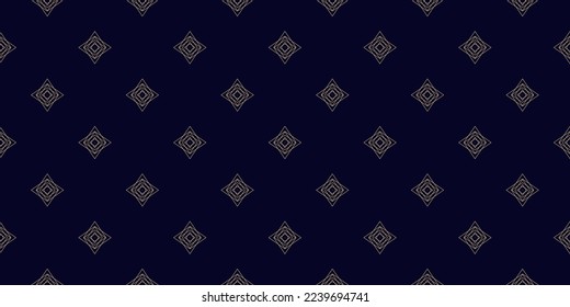 Subtle minimal vector seamless pattern with small linear diamond shapes, stars, rhombuses, dots. Simple gold and black geometric background. Abstract golden minimalist texture. Repeat luxury design