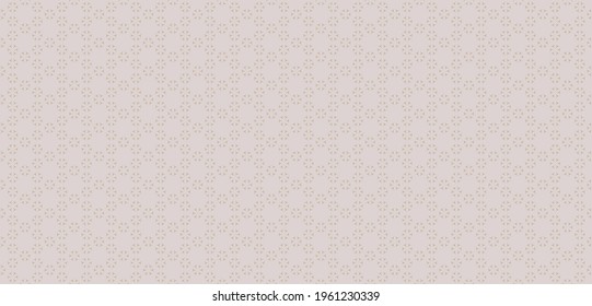 Subtle minimalist geometric floral pattern. Golden abstract seamless texture with small flower shapes, tiny triangles. Minimal gray and gold background. Modern luxury ornament. Trendy repeat design