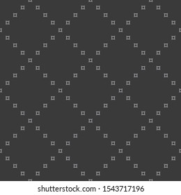 Subtle minimalist geometric seamless pattern with tiny squares in grid. Abstract minimal background in dark gray color. Delicate monochrome texture. Repeat design for decor, wallpaper, print, website