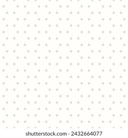 Subtle minimalist vector background. Elegant seamless pattern with simple shapes, small rhombuses, diamonds, dots in regular grid. White and beige minimal texture. Elegant repeated decorative design 