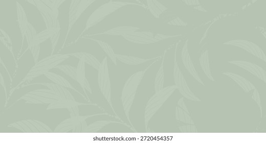 Subtle monochrome background with repeating abstract leaf texture. Vector illustration.