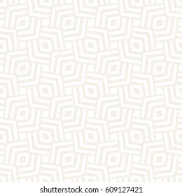 Subtle Ornament With Striped Rhombuses. Vector Seamless Monochrome Pattern