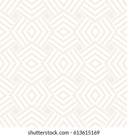 Subtle Ornament With Striped Rhombuses. Vector Seamless Monochrome Pattern