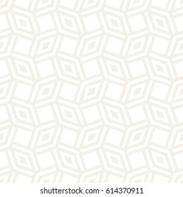 Subtle Ornament With Striped Rhombuses. Vector Seamless Monochrome Pattern