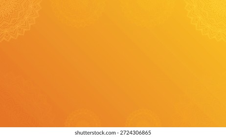 Fondo Horizontal de degradado de mandala adornado sutil en tonos cálidos naranja y amarillo