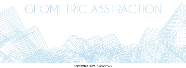 Subtle pale blue geometric abstraction on white background. Vector graphics
