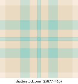 Subtle pastel plaid pattern in calming beige and teal.  Perfect for backgrounds, textiles, or website design. Evokes feelings of serenity and understated elegance.