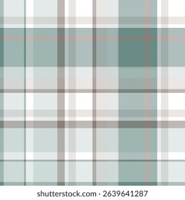 Subtle pastel plaid pattern.  Elegant, versatile design in soft greens, whites, and browns. Ideal for textiles, website backgrounds, or packaging. Evokes a sense of calm and sophistication.