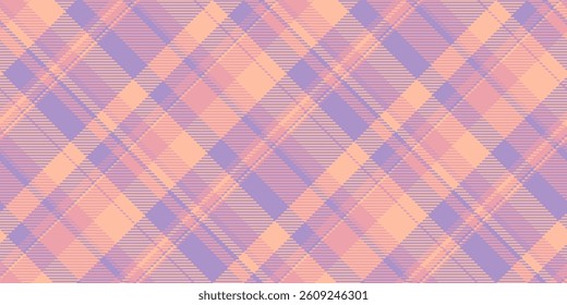Subtle pastel plaid pattern in peach and lavender.  Perfect for textile design, fashion, websites, and branding.  A soft, elegant texture ideal for creating a calming and sophisticated aesthetic.
