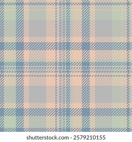 Subtle pastel plaid pattern. Soft peach, grey, and blue hues create a calming and stylish design perfect for textile prints, apparel, home decor, and website backgrounds.