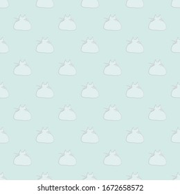 Subtle polka dot seamless pattern with cats silhouettes on light blue background.