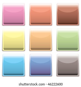 Subtle rainbow collection of square web icons with shadow