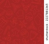 Subtle red on red Christmas hand drawn doodle seamless pattern