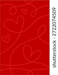 Subtle Red Valentines Hearts Day Abstract Simple Background Handdrawn Doodles