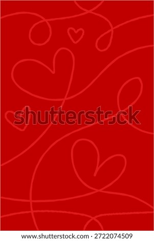 Subtle Red Valentines Hearts Day Abstract Simple Background Handdrawn Doodles