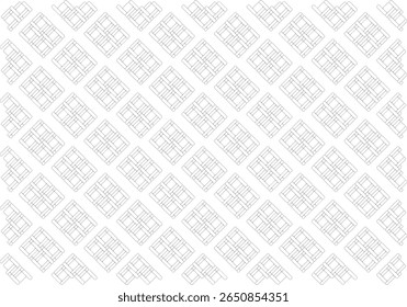 Subtle seamless ornament background with oriental floral geometry, minimalist diamond line shapes, and abstract symmetrical vector composition