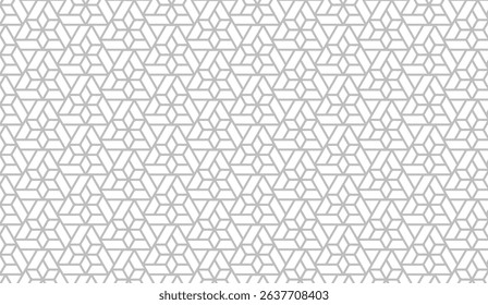 Subtle Silver Geometric Hexagon Star Triangle Mosaic Pattern on White Backdrop, Intricate Design, Contemporary Texture for Wallpaper, Decor, and Creative Projects