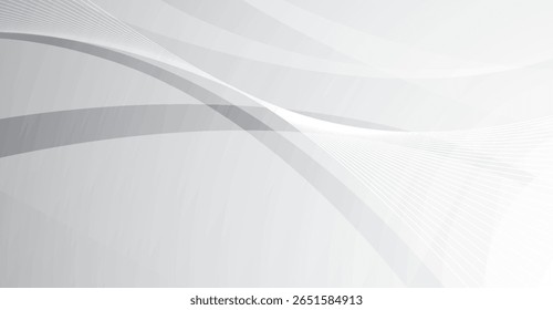 Subtle silver gradient background features curving lines and delicate linear patterns evoking a sense of elegant movement and visual depth within its refined composition