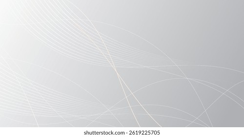 Subtle Silver Gradient with Flowing White Lines and Linear Accents, Modern Aesthetic Vector Background, Perfect for Technology and Design Projects, Adds Depth and Sophistication