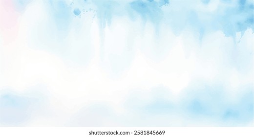 Subtle Sky Blue Aquarelle Watercolor Wash, Handcrafted with Fluid Brush Strokes on Wet White Paper, Creating a Gentle and Ethereal Texture, Perfect for a Calm and Serene Artistic Atmosphere.
