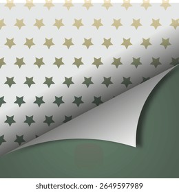 Subtle Star Pattern Page Curl on Green Background