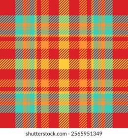 Subtle textile plaid texture, ornamental seamless check vector. Part background pattern tartan fabric in red and tangerine colors palette.