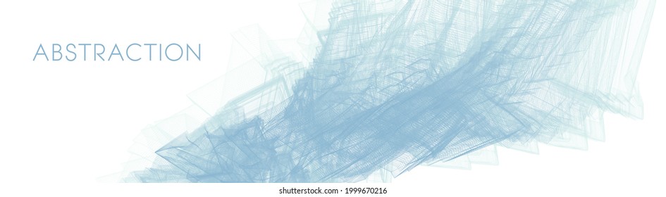 Subtle thin bluish lines transparent abstraction on white background. Wide vector graphic pattern