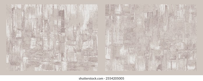 Subtle tones of beige and cream form layered, vertical patterns with textured, linear strokes suggesting calm, structured balance, textured brush strokes painting, vector artwork