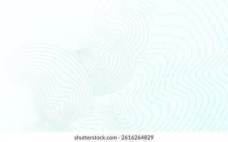 Subtle Turquoise Gradient Wavy Lines Background, Delicate Contour Map Style Presentation Template with Organic Curves, Minimalist Backdrop for Modern Design Projects and Clean Presentations