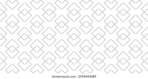 Subtle vector abstract geometric pattern with linear shapes, outline rhombuses, diamonds. Stylish minimal white and gray geo texture. Modern minimalist background. Repeated design for decor, wallpaper