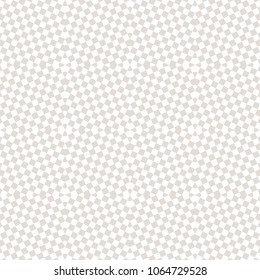 Subtle vector checkered seamless pattern. White and beige squares ornament. Optical art texture. Modern abstract geometric background. Delicate design for decor, fabric, textile, gift paper, covers