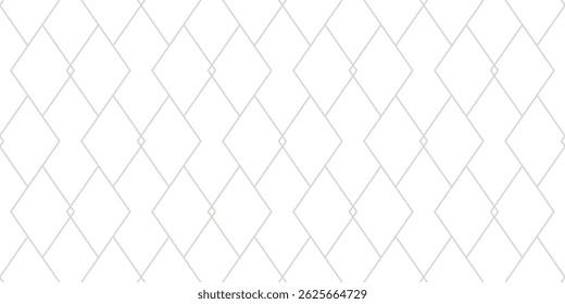 Subtle vector geometric lines texture. Elegant seamless pattern with diamonds, outline rhombuses, linear grid. Minimal abstract gray and white ornament. Art deco style. Trendy minimalist background