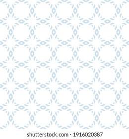 Subtle vector geometric ornament. Simple abstract seamless pattern with diamond grid, net, lattice. Elegant ornamental background in light blue color and white. Repeat design for wallpapers, textile