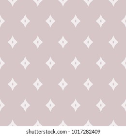 Subtle vector geometric seamless pattern with small rhombuses, diamond shapes. Delicate vintage texture in neutral pastel colors, pale pink and light gray. Abstract repeat background. Design for decor