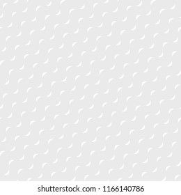 Subtle vector geometric seamless pattern with diagonal waves, small wavy shapes, curved lines. Simple minimalist abstract ripple texture. Delicate white and light gray background. Minimal design