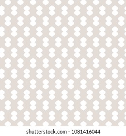 Subtle vector geometric texture with ovate curved shapes. Abstract modern seamless pattern. Stylish minimal white and beige background. Elegant repeat design for decor, fabric, carpet, wrapping paper